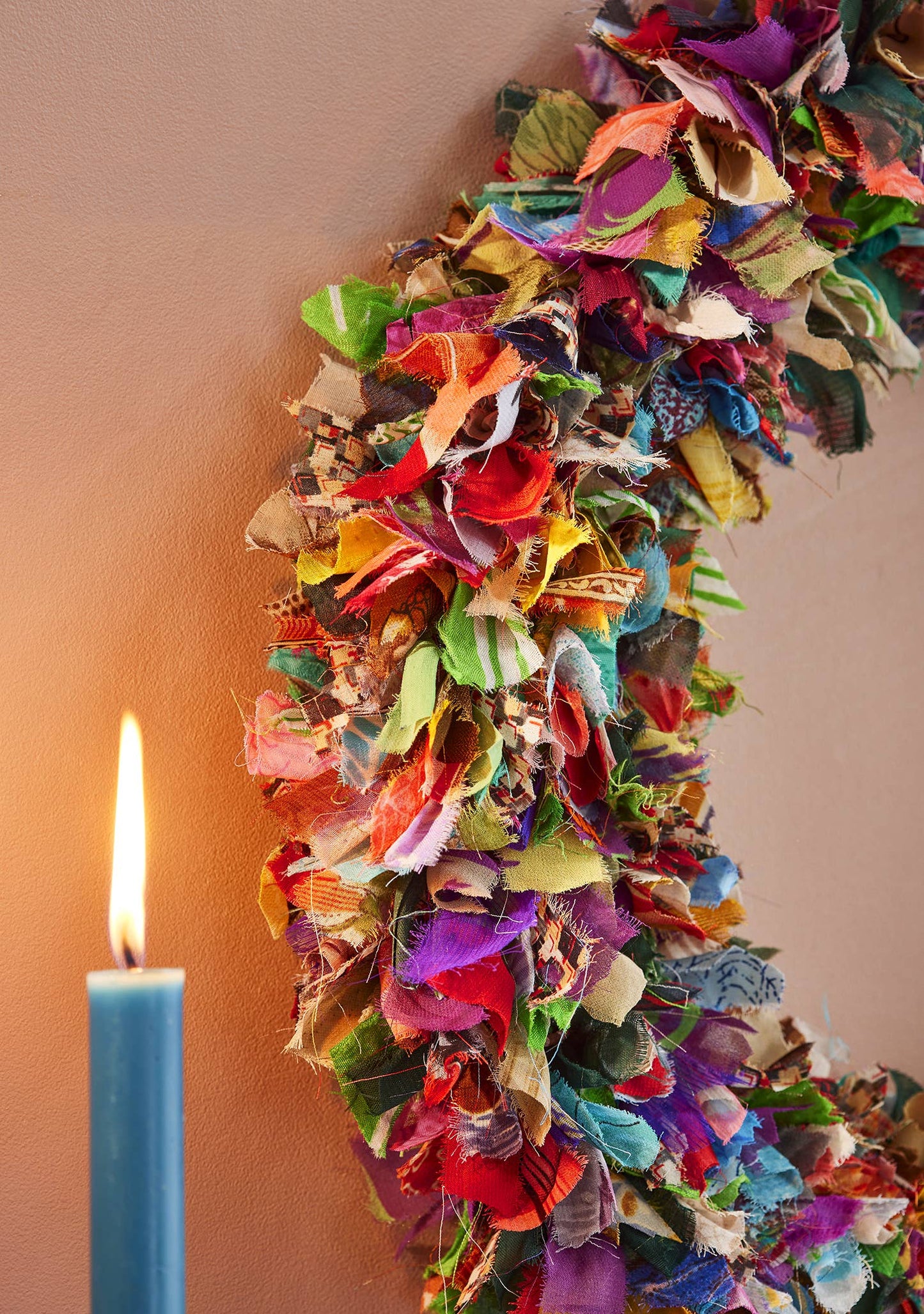 RECYCLED SARI WREATH Multicolour 45cm