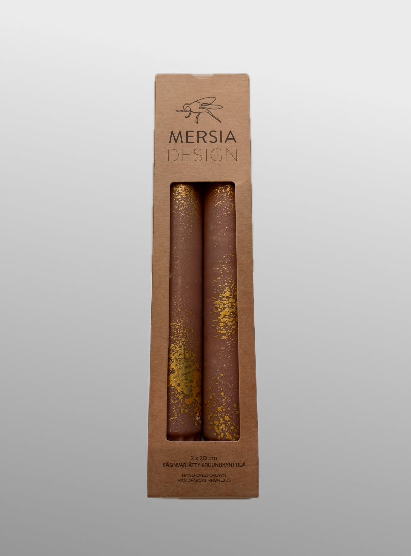 set of 2 candles - brown with gold - Mersia Design