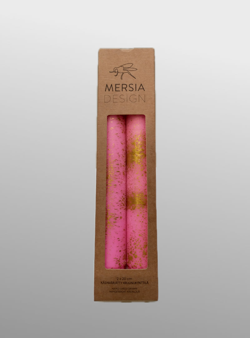 set of 2 candles - pink with gold - Mersia Design