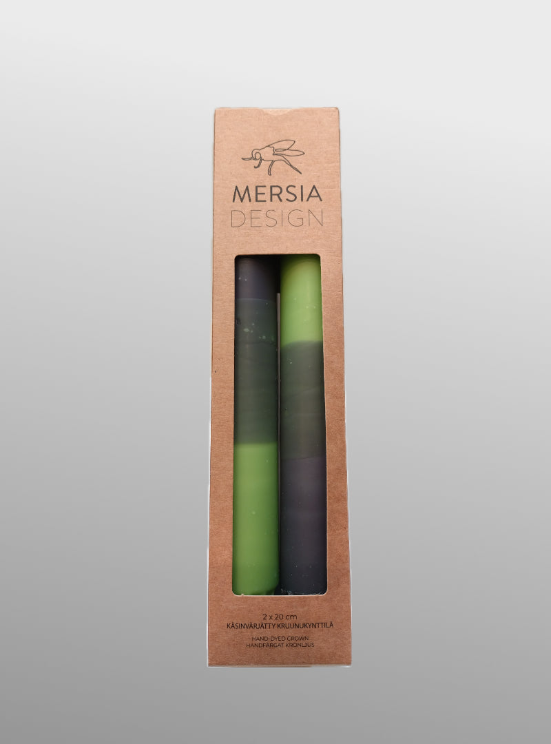 set of 2 candles - green, light green - Mersia Design