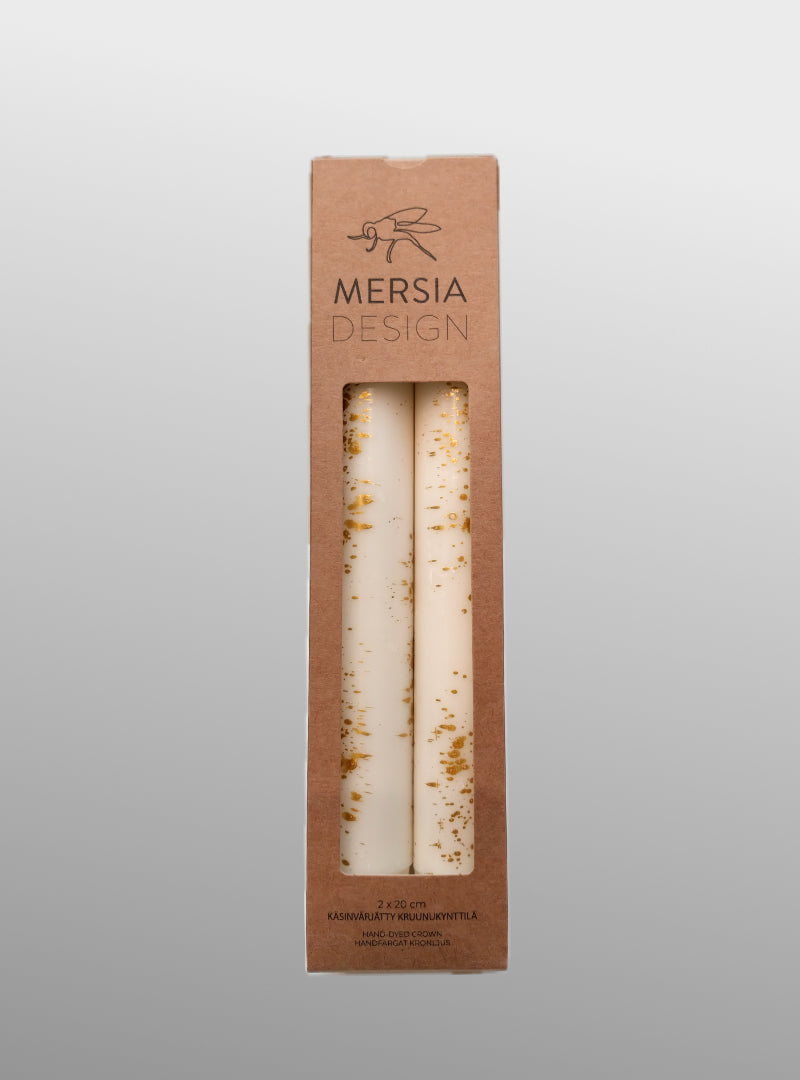 set of 2 candles - white with gold - Mersia Design