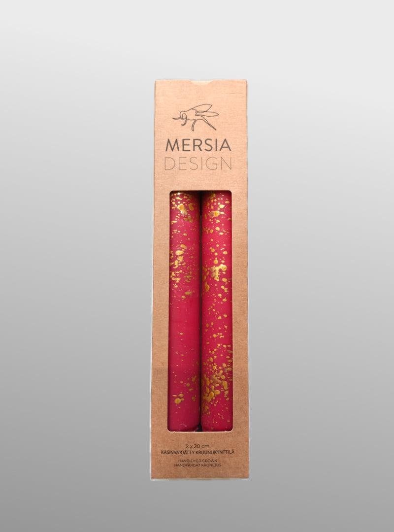 set of 2 candles - red with gold - Mersia Design