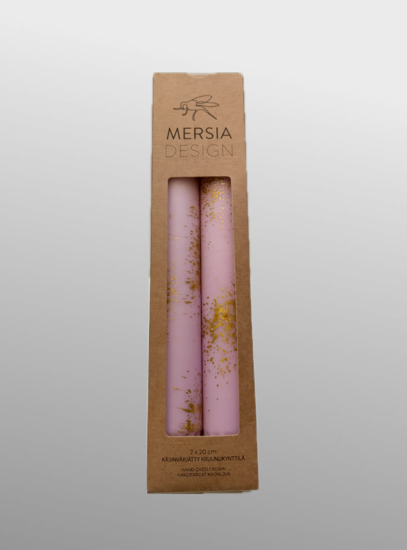 set of 2 candles - light pink with gold - Mersia Design