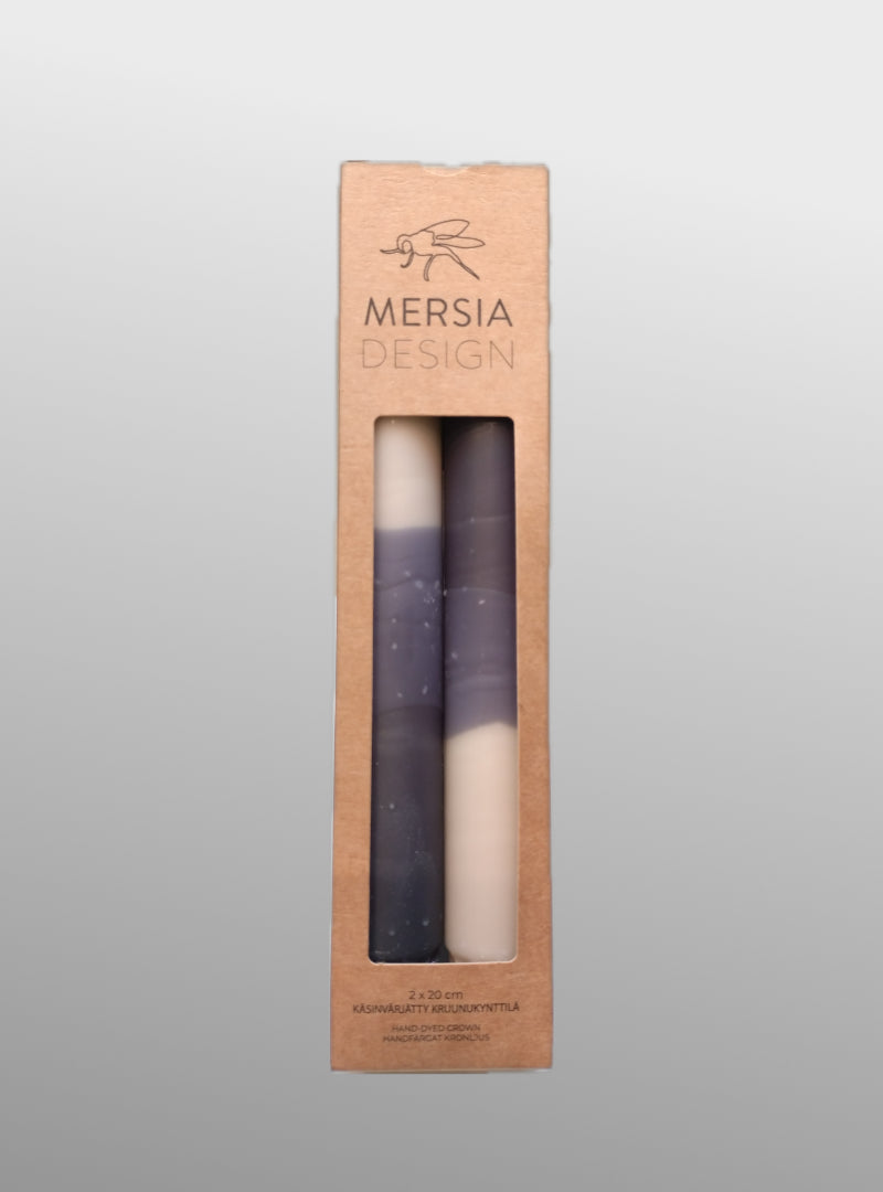 set of 2 candles - white with dark brown - Mersia Design