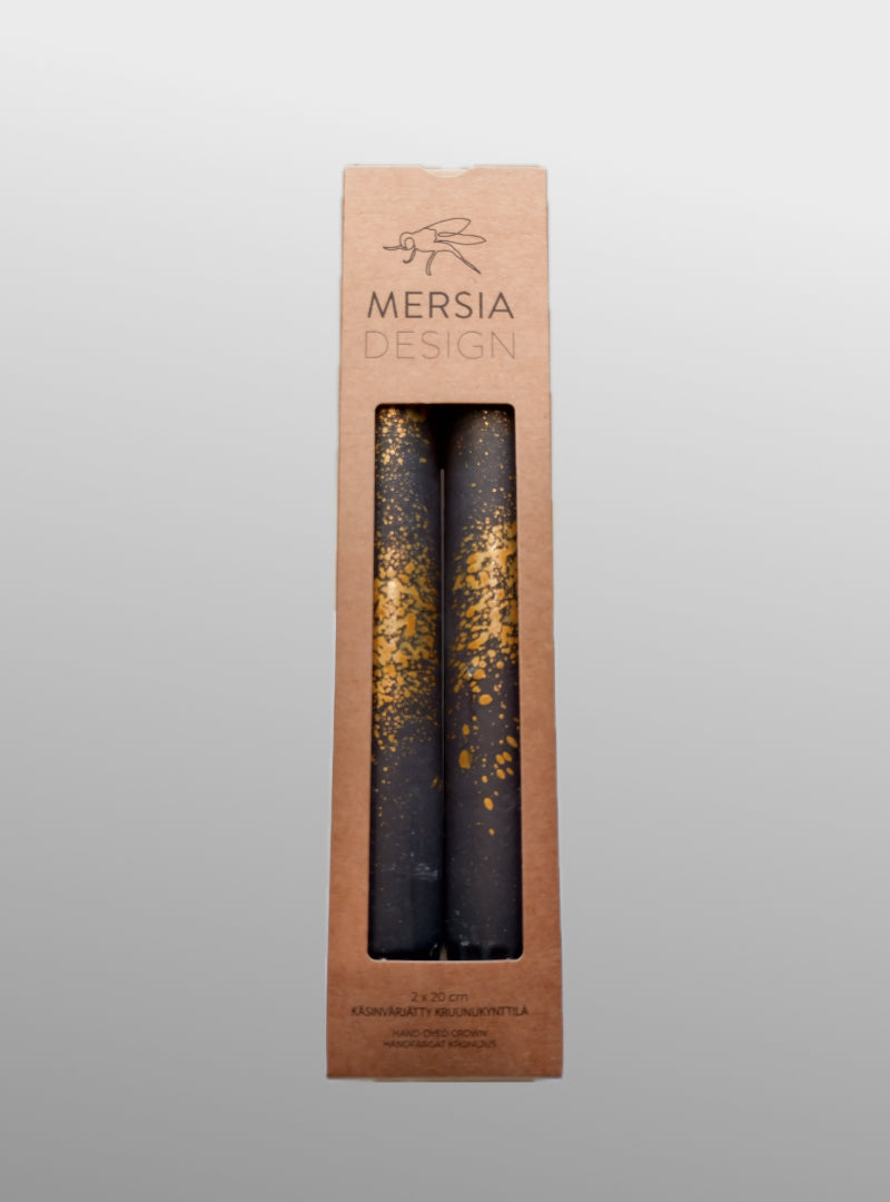 set of 2 candles - black with gold - Mersia Design
