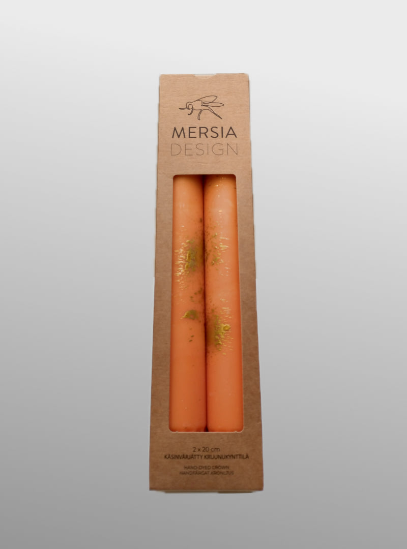 set of 2 candles - orange with gold - Mersia Design