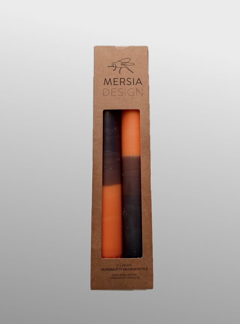 set of 2 candles - orange and brown - Mersia Design