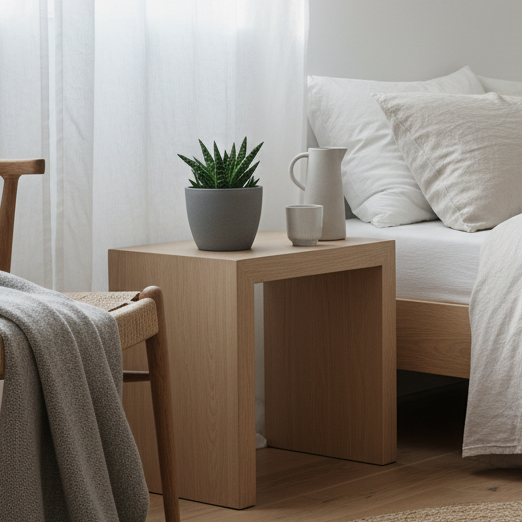 Aloe plant in Scandinavian bedroom