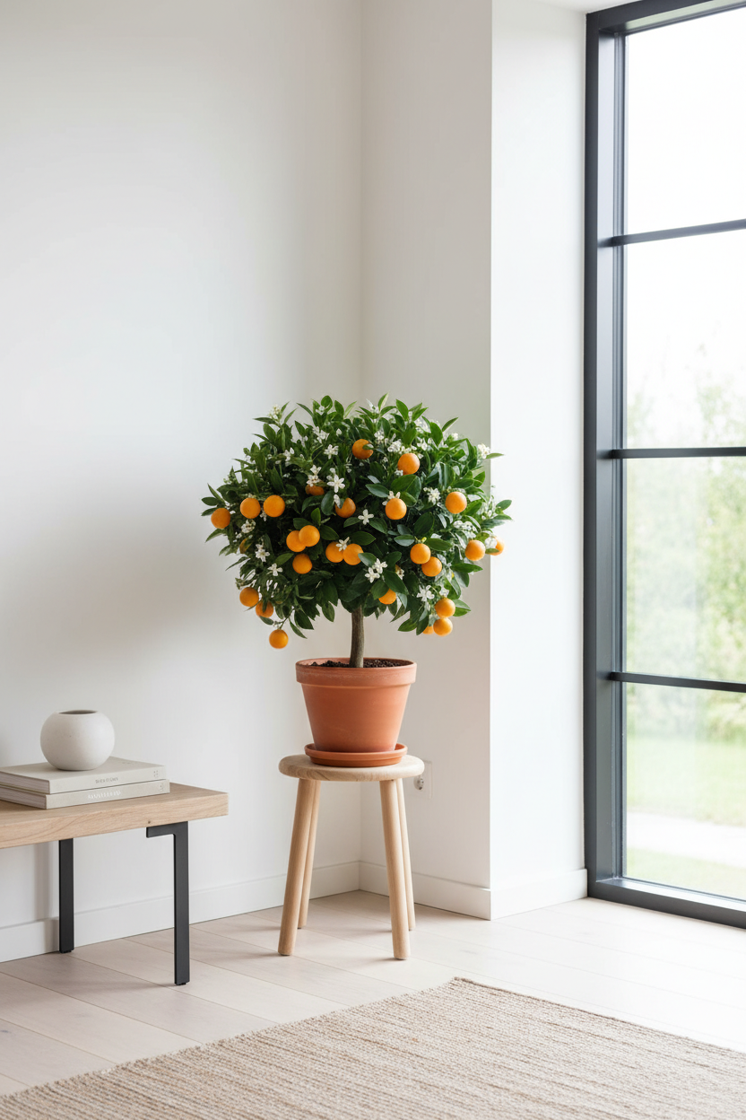 Calamondin tree indoors